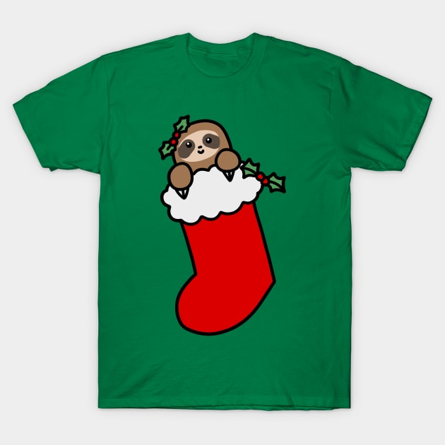 Christmas Stocking Sloth T-Shirt by saradaboru